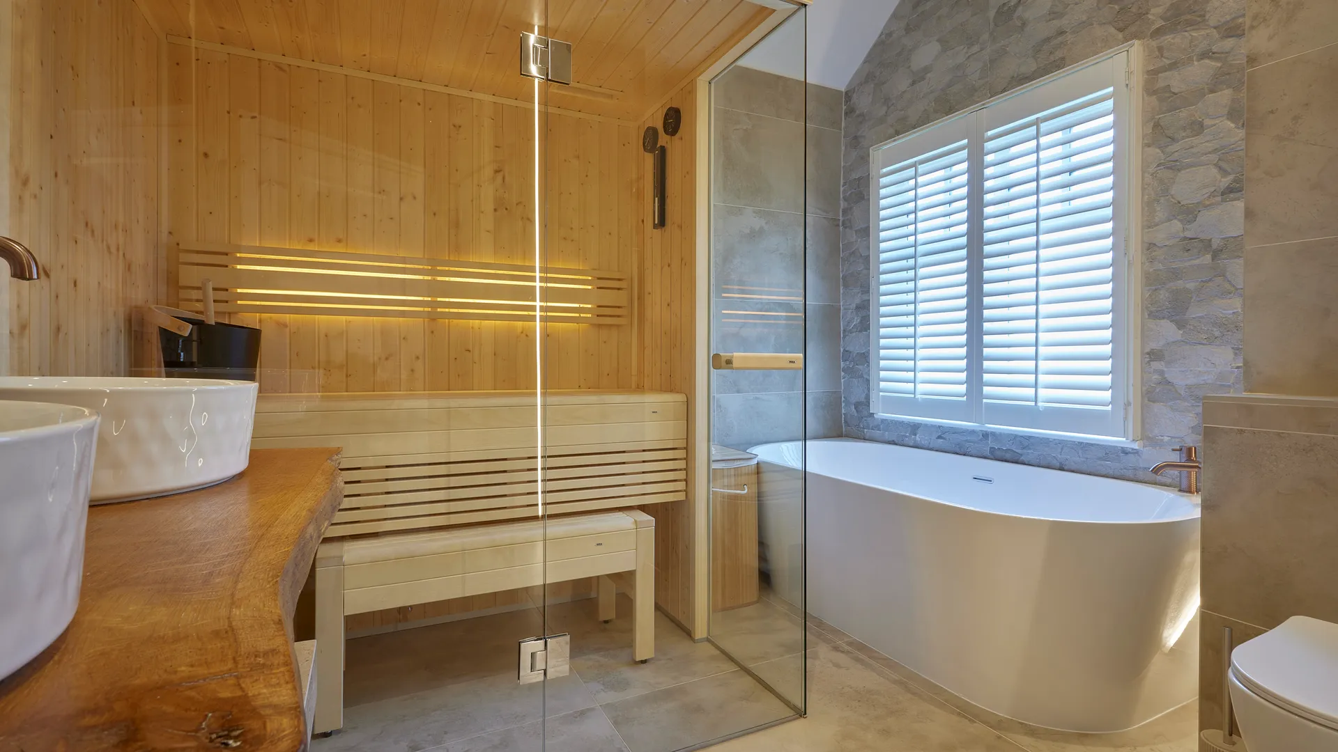Bathroom sauna and bath by Mia James