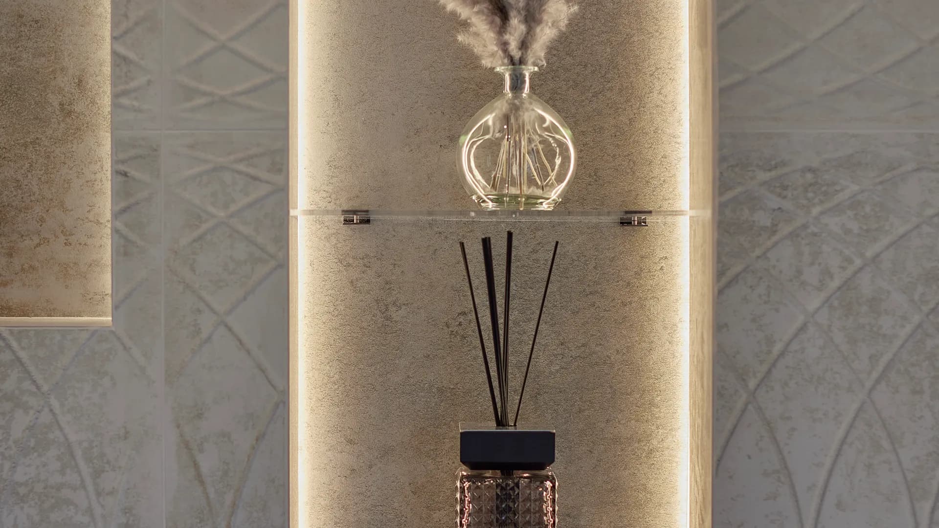 His and hers bathroom wall niche by Mia James