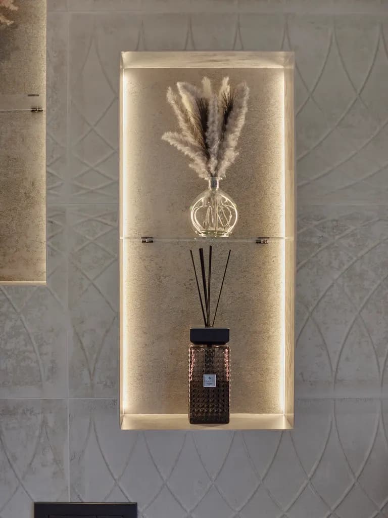 His and hers bathroom wall niche by Mia James